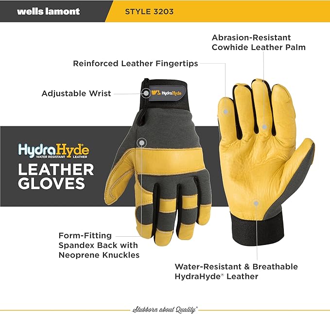 Wells Lamont Industrial Men's Leather Palm Work Gloves