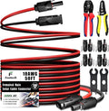 Twin Wire 50FT Solar Extension Cable - 10AWG (6mm²) Solar Panel Connector, with IP67-Male/Female Solar connectors for Outdoor Automotive RV Boat Marine Solar Panel- Black & Red