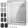 Waterproof Outdoor Project ABS Plastic Junction Box IP67 Weatherproof Dustproof Enclosure with Hinged Cover, Mounting Plate,Wall Brackets for Power Project (Clear,19.7"x15.7"x7.9")