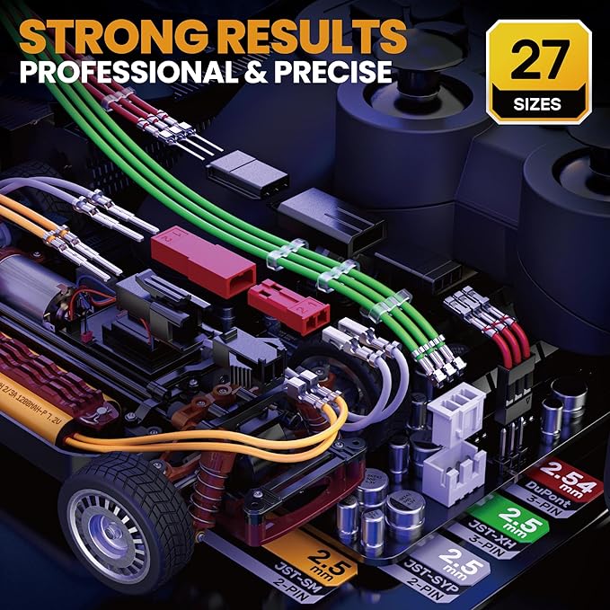 SOMELINE Crimping Tool Connector Kit, 37 Types JST-XH/SM/SYP 2.5mm & Dupont 2.54mm Connectors, 32-20 AWG Ratchet Crimper for JST & Dupont - Assortment for DIY Electronics, RC Models, and 3D Printing