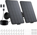 3W Solar Panel for Battery-Powered Security Cameras,USB-C & Micro USB Solar Charger for Wireless Outdoor Cameras,IP65 Waterproof, 9.8ft Cable, 360° Adjustable Mount (Black, 2 Pack)