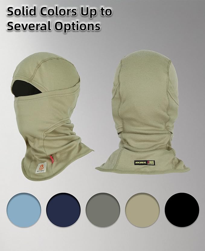 BOCOMAL FR Flame Resistant Balaclava Face Mask Arc Rated NFPA2112 CAT2 Helmet Liner Covering Hood for Welding