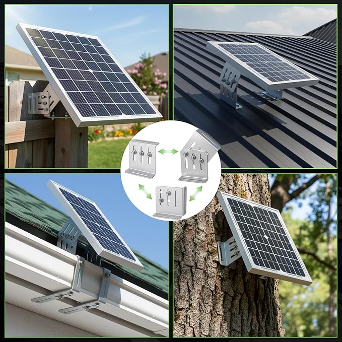 Frienda 8 Pcs Solar Panel Tilt Mount Brackets, 4"-7" Adjustable Length, 20°-160° Adjustable Angle, 1/8" Thick Anodized 6063 Aluminum Solar Panel Rack Mount for Rv, Roof, Boat