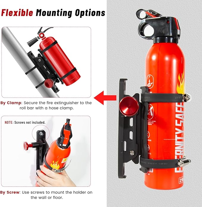 Fire Extinguisher Mount for Vehicle - Quick Release Fire Extinguisher Bracket Holder Compatible with Jeep Wrangler JT, TJ, JL, JKU, UTV, Polaris RZR, Ranger, Can-Am X3, Yamaha, ATV, Tractor