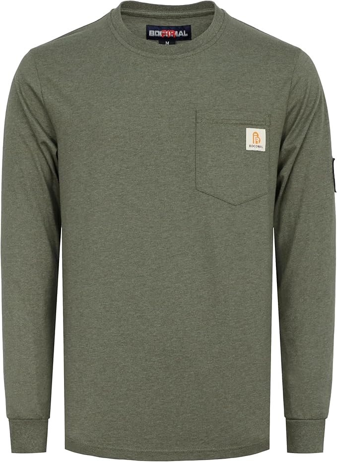 BOCOMAL FR Shirts Lightweight Classic Crew Long Sleeve Fire Resistant Shirt CAT2