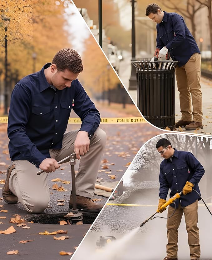 KONRECO FR Shirts for Men 6.5oz Lightweight Work Uniform Flame Resistant Welding Shirt/Water & Stain Repellent