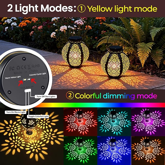 Solar Light Replacement Top 2 Pack, 8 Colors Replacement Solar Light Parts for Lantern(Top Size 3.07 inch, Bottom Size 2.9 inch)