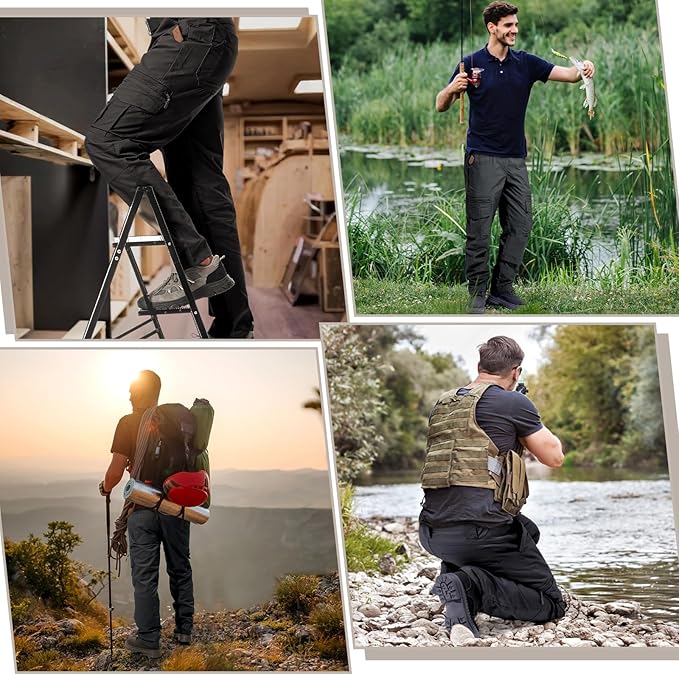 IGOLUMON Men's Ripstop Tactical Pants Breathable Stretch Cargo Pants Outdoor Lightweight EDC Work Hiking Pants Zipper Pockets