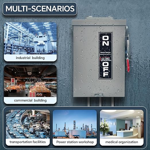 2P 30Amp 240V 2 Wire Heavy Duty Safety Switches，Ac Disconnect Switches Box，Quick Disconnect Safety Switch，Upgrade Power Supply Safety Door Lock