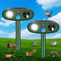 2 Pack Ultrasonic Animal Repellent Outdoor, Solar Deer Repellent Motion Sensor Cat Squirrel Rabbit Repeller, Waterproof Goose Dog Raccoon Deterrent with LED Strobe Flash Lights