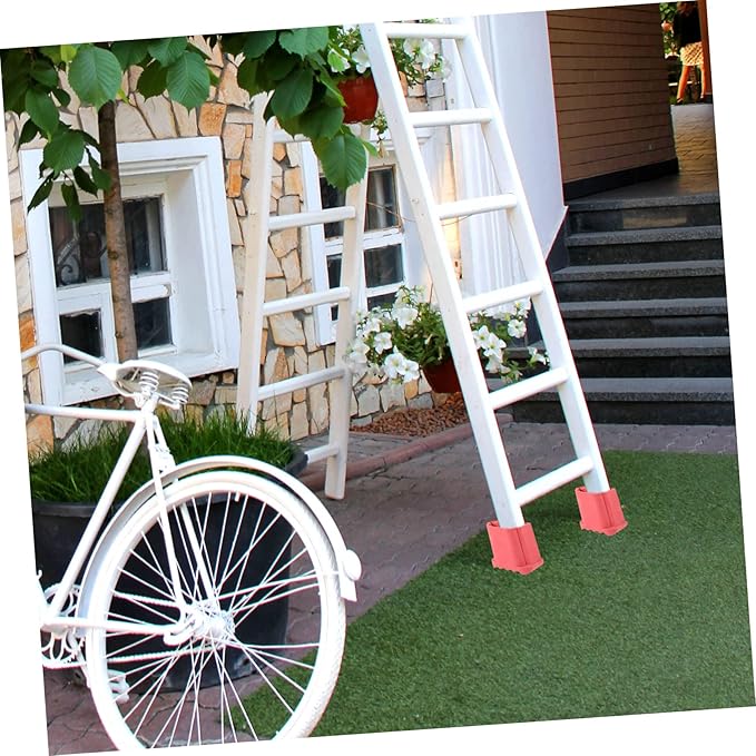 4pcs Household Non-Slip Ladder Feet Pads Durable Rubber Protectors for Step Ladders Thick Shock-Absorbing Design Suitable for Indoor and Outdoor Use