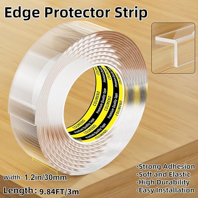 Baby Clear Edge Protector, 1.2inX9.84FT, Child Protection Desk Corner Anti-Bump Home Wrap Invisible, Anti-Sharp Edge Protect