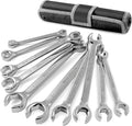 DURATECH Flare Nut Wrench Set, Standard & Metric, 10-Piece, 1/4" to 7/8'' & 9-21mm, CR-V Steel, Organizer Pouch Included