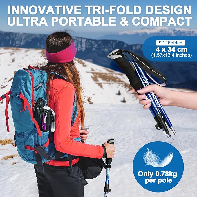 Covacure Trekking Poles Collapsible Hiking Poles - Aluminum Alloy 7075 Trekking Sticks with Quick Lock System, Telescopic, Collapsible, Ultralight for Hiking, Camping & Backpacking