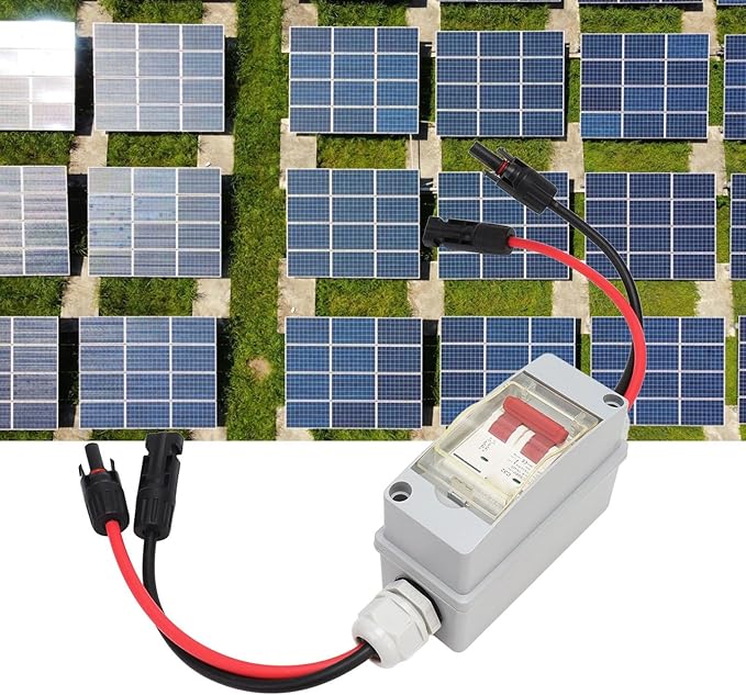 DC 500V 32A Circuit Breaker Protector with IP65 Waterproof Enclosure, 2-Pole Disconnect Switch for Solar Panel Systems, RV, and Off-Grid Applications (Includes Cable and PV Connector)
