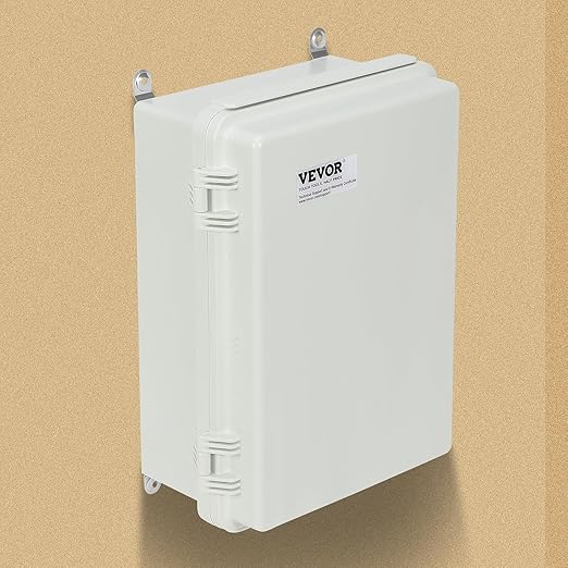 VEVOR Weather-Resistant Junction Box, Dimensions: 16.93x12.99x7.09 inches, Crafted from ABS Plastic with a Secure Hinged Lid and Stainless Steel Lock, IP67 Rated for Ultimate Dust and Water Protect