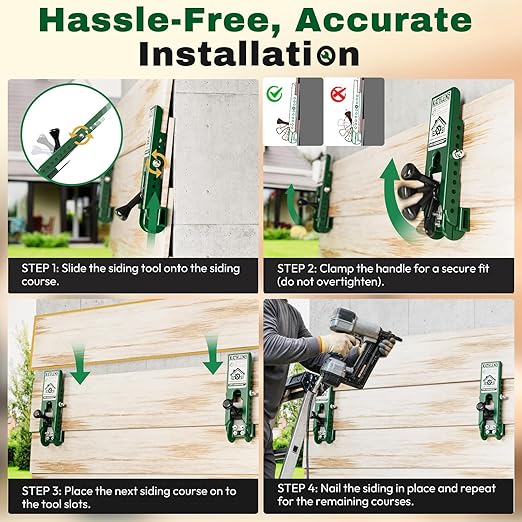 Pro Siding Installation Tools, Siding Gauge Tools, Adjustable Reveal, Heavy-Duty Polycarbonate Build with Non-Slip Pads, Fits 5/16", 3/8", 7/16" Boards – 2 Pack