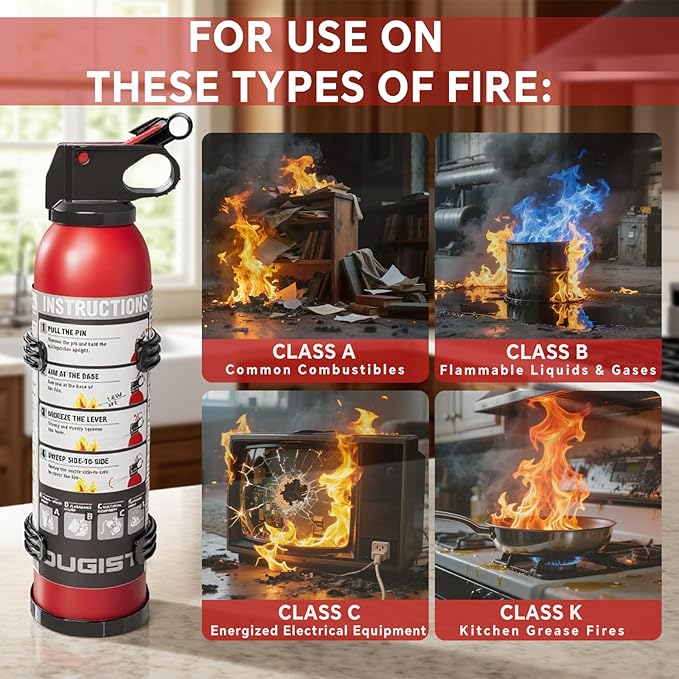 Small Fire Extinguisher for Home & Car – (6Pack, 1.32lb Each) Portable Dry Chemical Fire Extinguishing Spray | For Kitchen Grease, Electrical, Vehicle & Garage Fires, Easy to Use