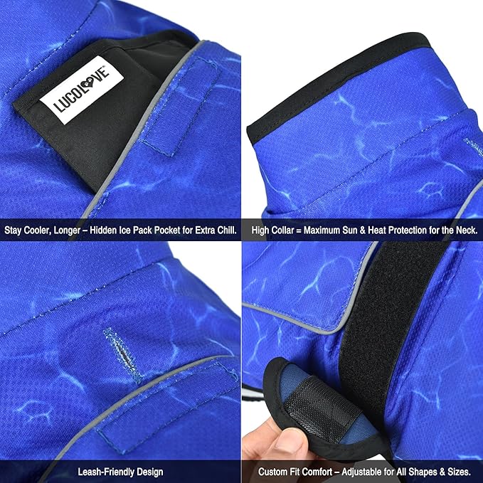 Dog Cooling Vest with Ice Pack – 2-Layer Evaporative Cooling Jacket with High Collar, UV Protection & Size-Matched Ice Pack – Cooling Vest for Dogs for Hot Weather (Blue Aqua, XX-Large)