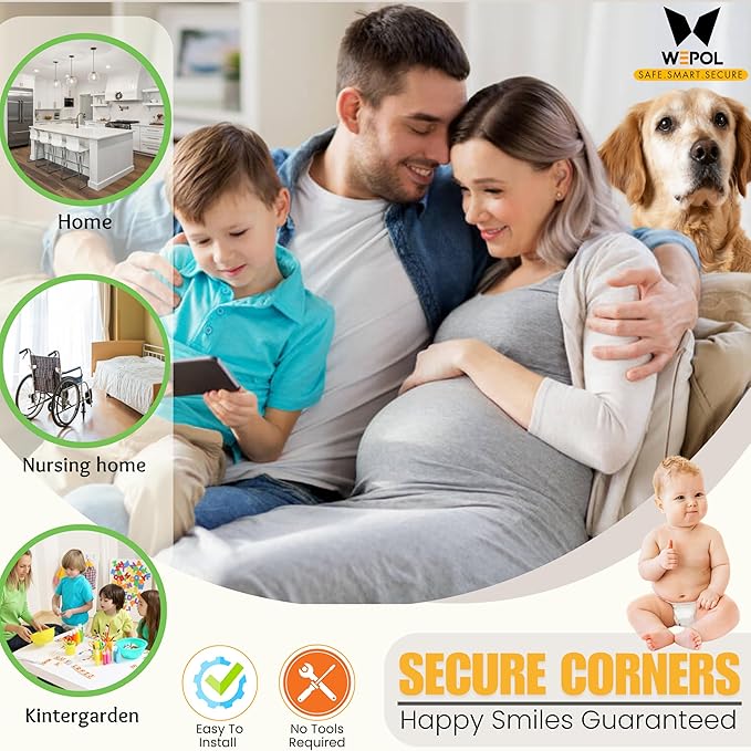 Soft Foam Corner Protectors for Baby, Bed Frame Corner Guards, Sharp Edge Desk Furniture Safety Cover Bumpers for Kids, 3M Adhesive Pre-Taped Rubber Padding Cushion (Black, 8 Pack)