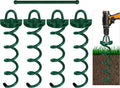 FEED GARDEN 12.2 Inch Spiral Ground Anchors Heavy Duty Screw in Spiral Stakes 4 Pack Folding Ring Ground Stakes for Securing Dogs,Tents, Trampolines, Canopies, Swing Sets,Green
