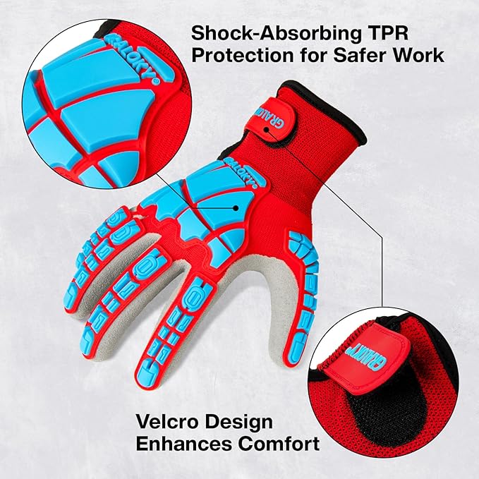 Safety Work Gloves for Men Women, Impact Work Gloves, Cut Resistant Gloves with TPR, Touchscreen Nitrile Grip Gloves
