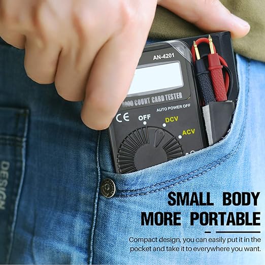 AIOMEST Digital Multimeter,Pocket Voltmeter Ohmmeter Measuring AC&DC Voltage Resistance Continuity Buzzer Diode Test, Auto Ranging Card Volt Ohm Tester DMM AI-4201