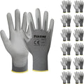 Safety Work Gloves PU Coated-12 Pairs,Grey Seamless Knit Glove with Polyurethane Coated Smooth Grip on Palm & Fingers, for Men and Women, Ideal for General Duty Work (Large)