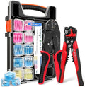 Kuject Crimping Tool Kit, 340 PCS Heat Shrink Wire Connectors(AWG22–10), 3-in-1 Adjustable Wire Stripper and Wire Crimper Kit for Automotive, Marine, and Electrical Repairs