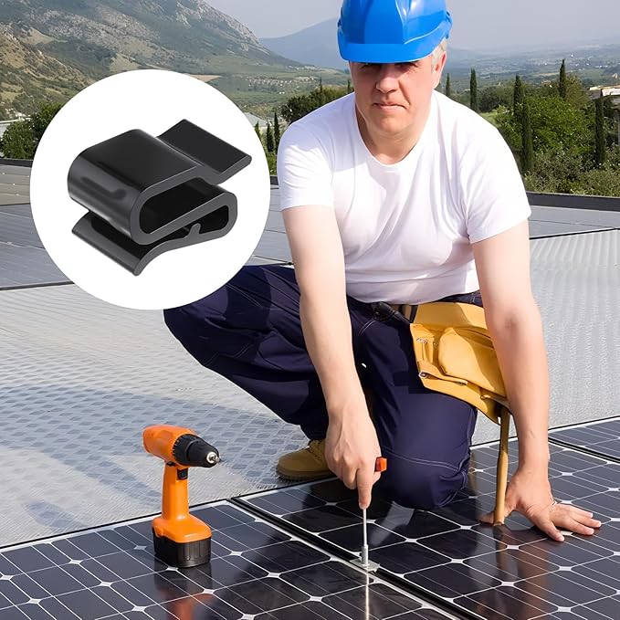30 Pcs Trailer Wire Clips Photovoltaic Clamp Plastic Wires Clip Trailer Frame Wire Clips 25 * 15mm Black Outdoor Solar Panel Double Wires Clamps for PV Wiring Boat Cable
