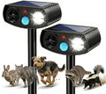 Solar Ultrasonic Animal Repeller Outdoor, Motion Sensor Waterproof Pest Deterrent, Raccoon Skunk Fox Squirrel Rabbit Dog Cat Deer Repellent for Yard Garden Farm, 33ft 120° Coverage, 2 Pack Black