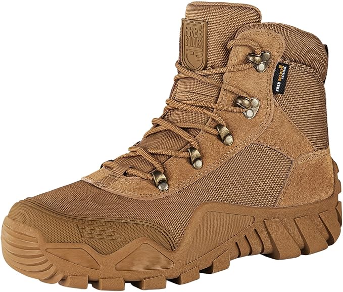 FREE SOLDIER Men's Waterproof Hiking Boots Tactical Work Boots Outdoor Lightweight Military Boots