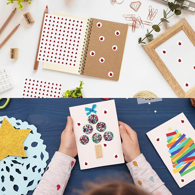 2400 Pcs Small Sticker for Kids,Mini Ladybug Sticker Cartoon Paper Small Decals Cute Self-Adhesive Stickers for Summer Party Envelopes Scrapbook Gifts DIY Supplies,0.5in（Ladybug）