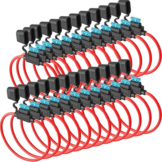 Shimeyao 24 Pcs Inline Fuse Holder Waterproof Automotive Replacement with ATC Blade Fuses for Car Truck Motorcycle Boat (14 Awg with 15 A)