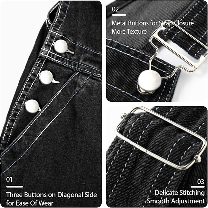 Men's Bib Overall Relaxed Fit Adjustable Strap Denim Work Pants with Large Pockets Durable Comfortable Jumpsuit for Men