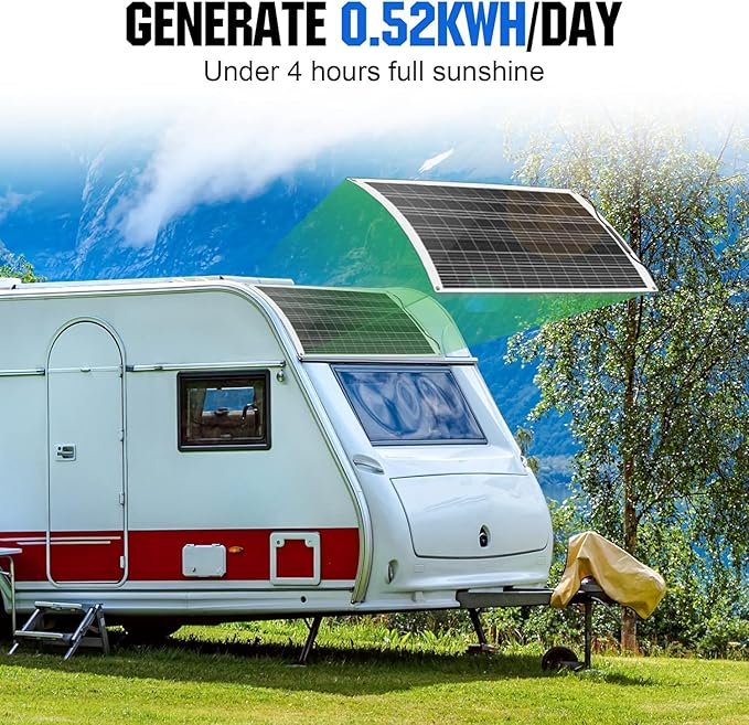 ECO-WORTHY 130Watt 12Volt Flexible Solar Panel Kit for Off Grid Home RV, Boat and Uneven Surfaces:1pcs 130W Mono Solar Panel + 30A 12V Charger Controller + Solar Cable + Tray Cable + Y Branch