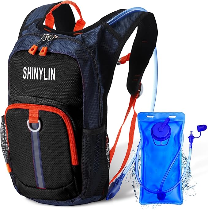 Kids Hydration Backpack with 1.5L Water Bladder Hiking Backpack Lightweight for Boys or Girls Children Biking Climbing Running Cycling