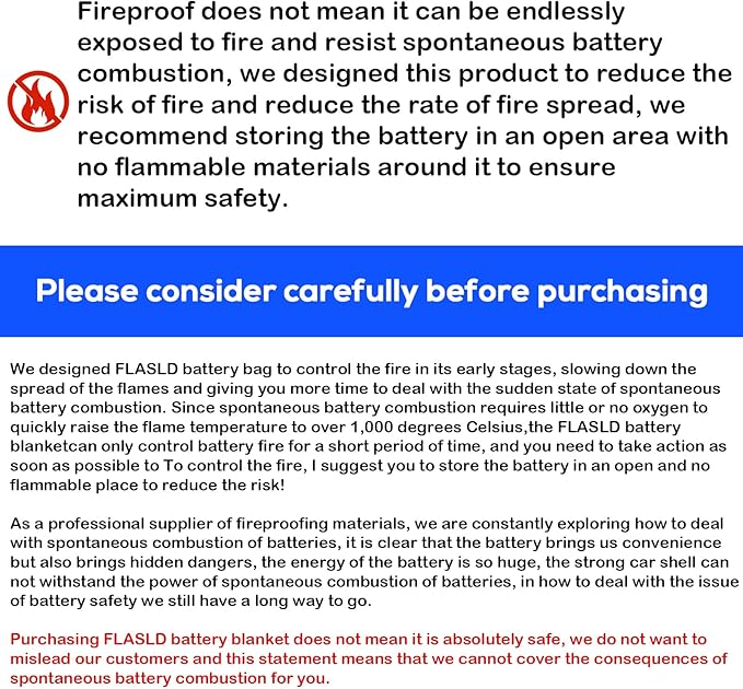 FLASLD Fireproof Lithium Battery Cover 40×40 inch, Fastest & Simplest Way to Isolate and Extinguish Small Fires, Fire Blanket for E-Scooter and E-Bike Grey