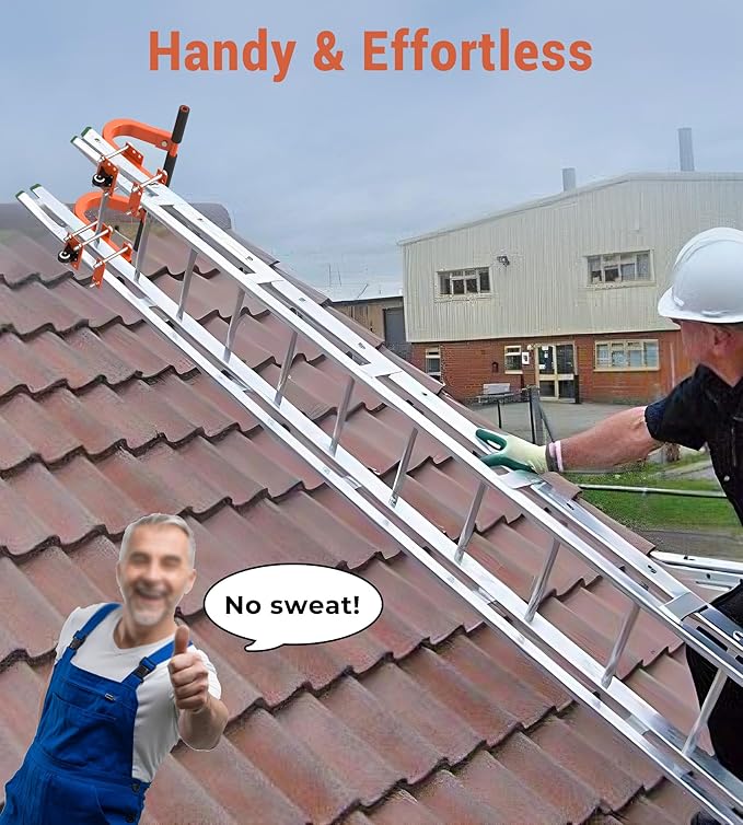 Ladder Roof Hook with Wheel, Heavy Duty Roof Safety Ladder Stabilizer, 500 lbs Weight Rating, Roof Ridge Ladder Hook, Ladder Hooks for roof Secure