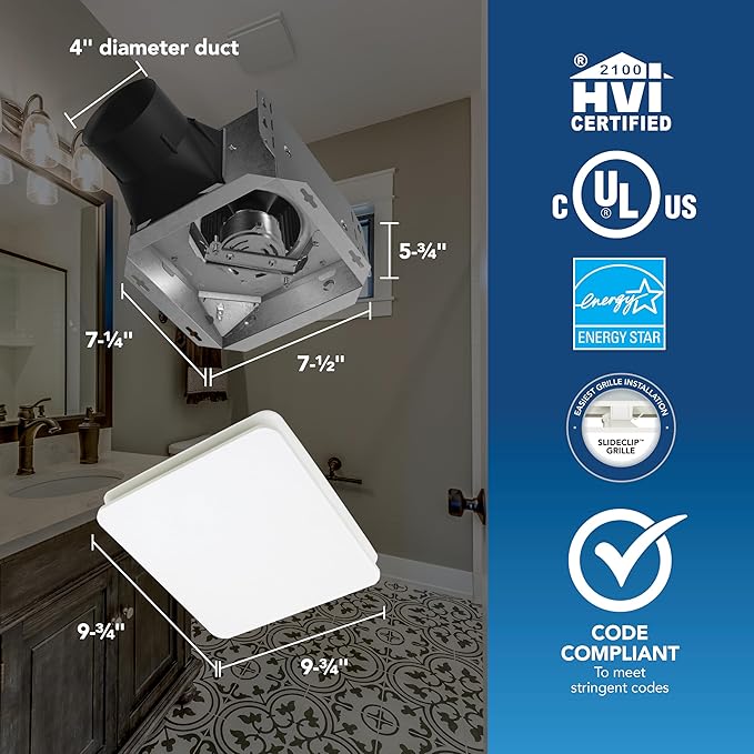 Broan-NuTone® Roomside Series Humidity Sensing Bathroom Exhaust Fan, 80 CFM, ENERGY STAR®