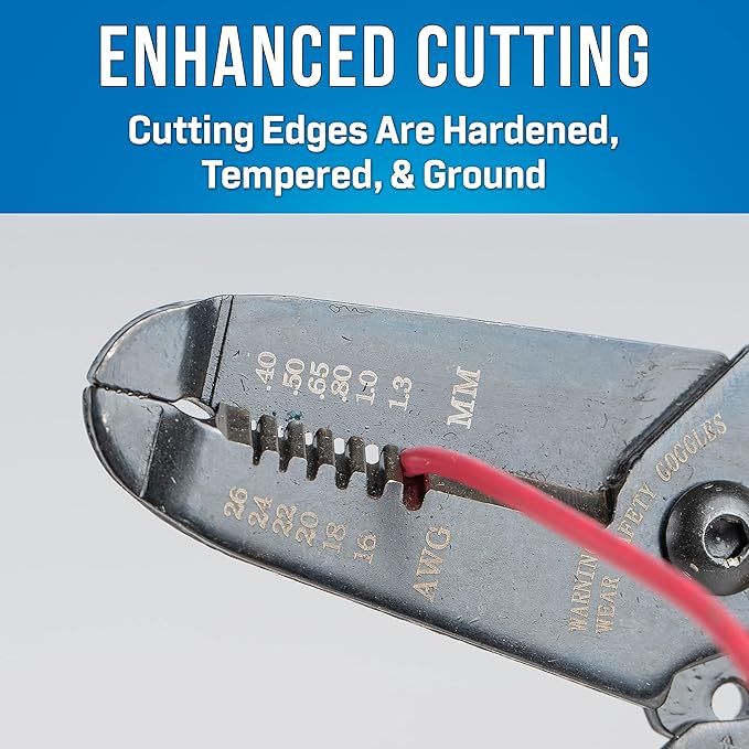 Jonard Tools JIC-1626 16-26 AWG Wire Stripper and Cutter, 6-3/4" Length