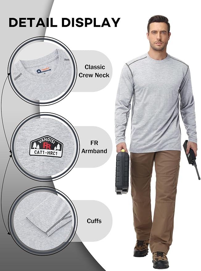 FR Shirts for Men 4oz Lightweight Fire Resistant Shirts for Men Long Sleeve Welding Shirt CAT1