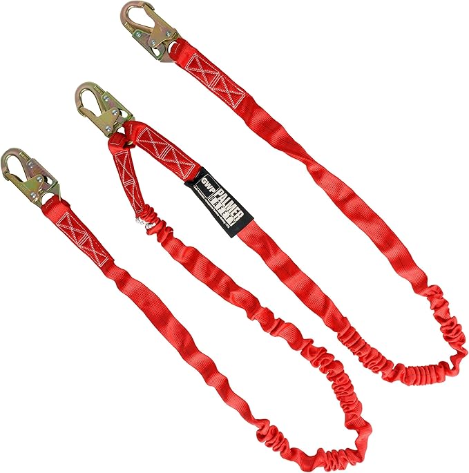 Palmer Safety L121233 6 FT Double Legs Safety Lanyard Internal Shock Absorber w/Dual Snap Hooks I OSHA/ANSI Compliant Restraint Lanyards I Ideal Use for Arborist, Roofer & Construction Workers