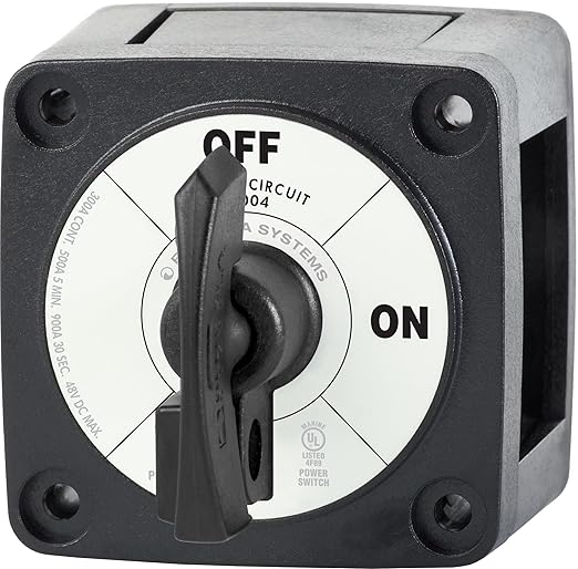 Blue Sea Systems On/Off Battery Isolator Switch With Locking Key, Black, 6004200 m‑Series