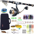 Sougayilang Telescopic Fishing Rod and Reel Combos Full Kit, Carbon Fiber Fishing Pole, 13 +1 Shielded Bearings Stainless Steel BB Spinning Reel with Suitcase Fishing Kit