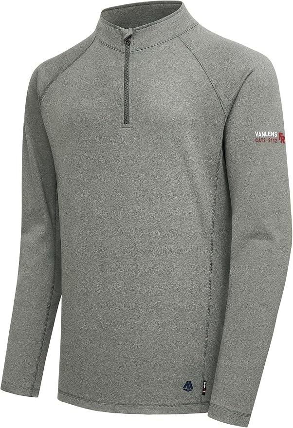 FR Shirts for Men Flame Resistant Shirt CAT2 Quarter Zip Up Pullover 1/4 Zip 5.5oz Light Weight