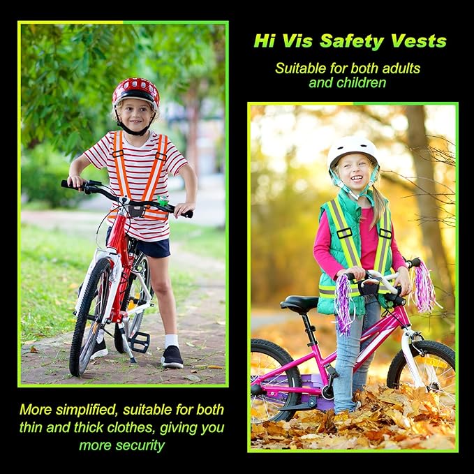 Hercicy 20 Pcs Reflective Vest High Visibility Safety Vests, Adjustable Running Gear Straps Lightweight Reflector for Construction (Green,Orange)