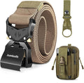Tactical Belt for Men and Women, Military Work Belt Nylon with Quick-Release Buckle, Gift with Molle Pouch & Clip