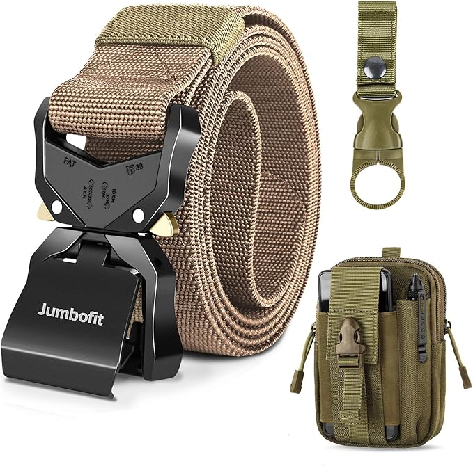 Tactical Belt for Men and Women, Military Work Belt Nylon with Quick-Release Buckle, Gift with Molle Pouch & Clip