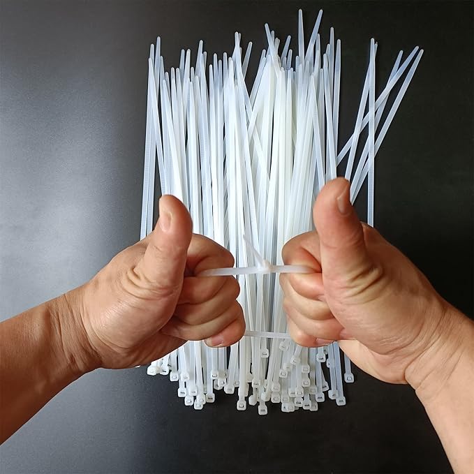 Zip ties 1000 pcs 8 inch Cable Ties Heavy Duty, Premium Plastic Wire Ties with 40 LBS Tensile Strength, UV Resistant Cable Ties, Self-Locking White Nylon Tie Wraps Straps for Indoor and Outdoor
